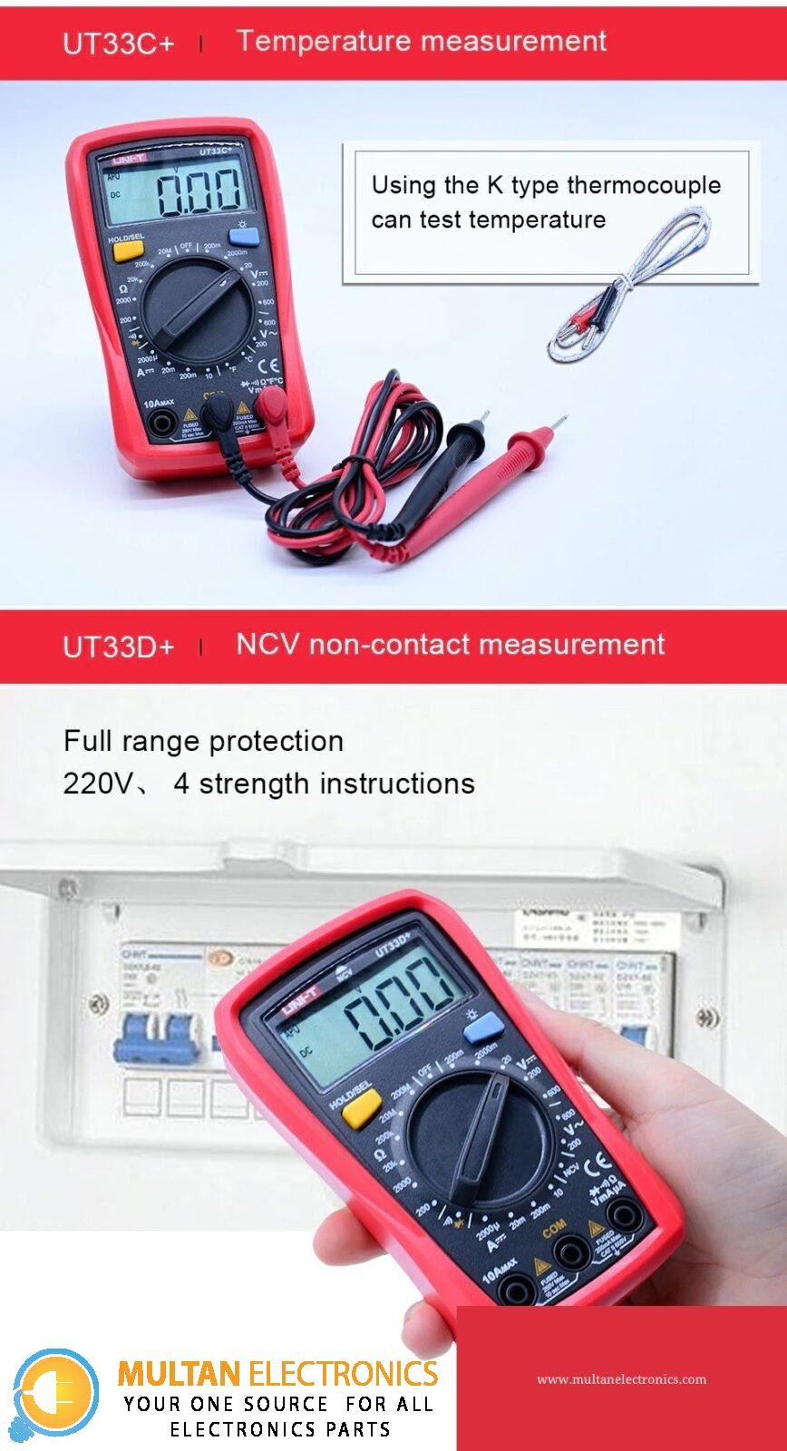 UNIT UT33+ Series Palm Size Digital Multimeters Professional